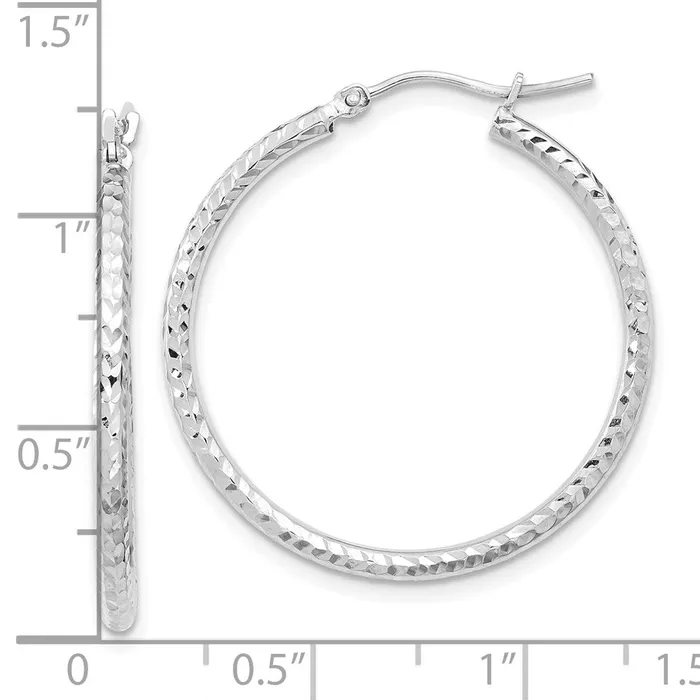 WB Choice Jewelry Earrings 10k White Gold Diamondcut 2mm Round Tube Hoop EarringsWBC10TC394W WB Choice Jewelry Earrings 10k White Gold Diamondcut 2mm Round Tube Hoop EarringsWBC10TC394W