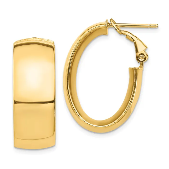 WB Choice Jewelry Earrings 14k High Polished 10mm Omega Back Oval Hoop EarringsWBCPRE972 WB Choice Jewelry Earrings 14k High Polished 10mm Omega Back Oval Hoop EarringsWBCPRE972