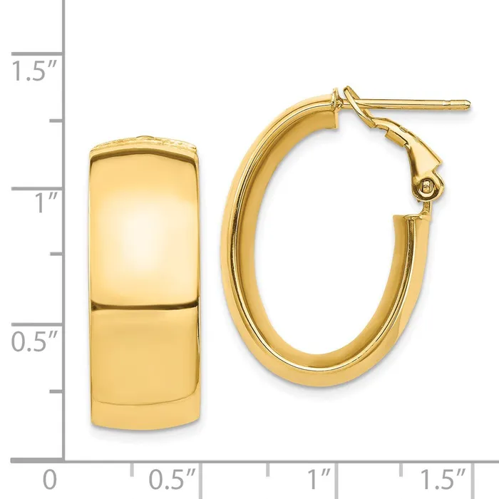 WB Choice Jewelry Earrings 14k High Polished 10mm Omega Back Oval Hoop EarringsWBCPRE972 WB Choice Jewelry Earrings 14k High Polished 10mm Omega Back Oval Hoop EarringsWBCPRE972