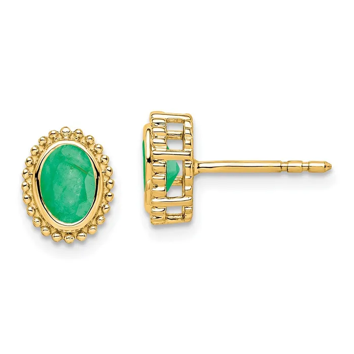 WB Choice Jewelry Earrings 14k Oval Emerald Post EarringsWBCEM7202EMY