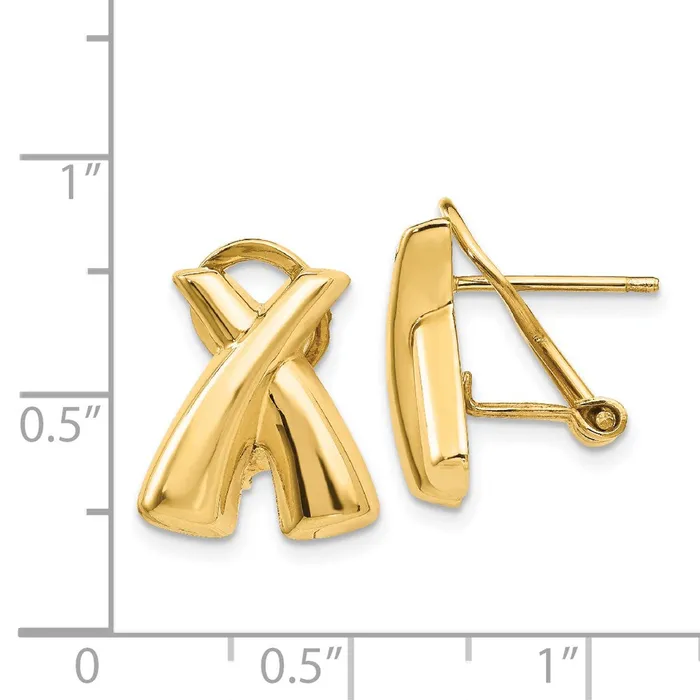 WB Choice Jewelry Earrings 14k Polished X Omega Back Post EarringsWBCH572 WB Choice Jewelry Earrings 14k Polished X Omega Back Post EarringsWBCH572