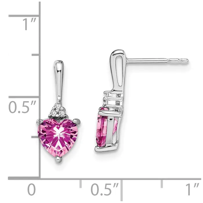 WB Choice Jewelry Earrings 14k White Gold Created Pink Sapphire and Diamond Heart EarringsWBCEM7029CPS003WA WB Choice Jewelry Earrings 14k White Gold Created Pink Sapphire and Diamond Heart EarringsWBCEM7029CPS003WA