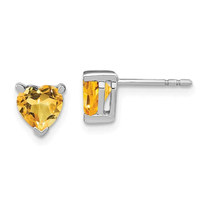 WB Choice Jewelry Earrings 14k White Gold Heart Citrine EarringsWBCEM7101CIW WB Choice Jewelry Earrings 14k White Gold Heart Citrine EarringsWBCEM7101CIW