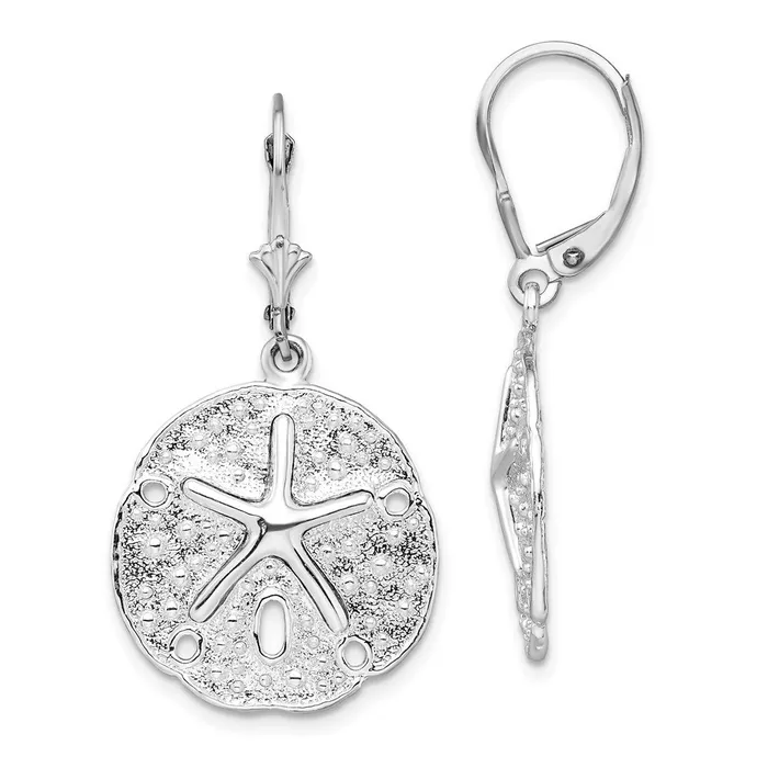 WB Choice Jewelry Earrings Sterling Silver Polished Sand Dollar wStarfish Leverback EarringsWBCQE15578 WB Choice Jewelry Earrings Sterling Silver Polished Sand Dollar wStarfish Leverback EarringsWBCQE15578