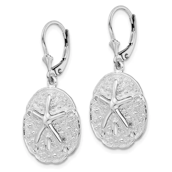 WB Choice Jewelry Earrings Sterling Silver Polished Sand Dollar wStarfish Leverback EarringsWBCQE15578 WB Choice Jewelry Earrings Sterling Silver Polished Sand Dollar wStarfish Leverback EarringsWBCQE15578