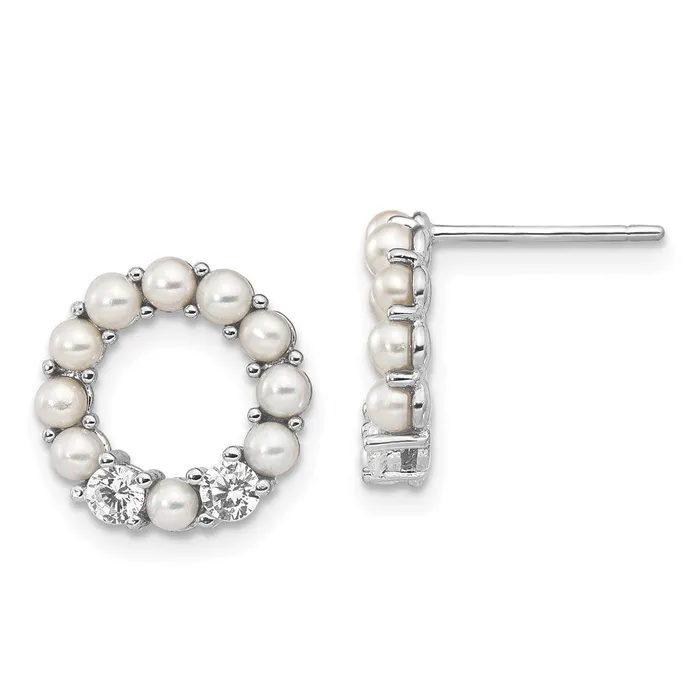 WB Choice Jewelry Earrings Sterling Silver Rhodiumplated 225mm Button FWC Pearl CZ EarringsWBCQE15466 WB Choice Jewelry Earrings Sterling Silver Rhodiumplated 225mm Button FWC Pearl CZ EarringsWBCQE15466