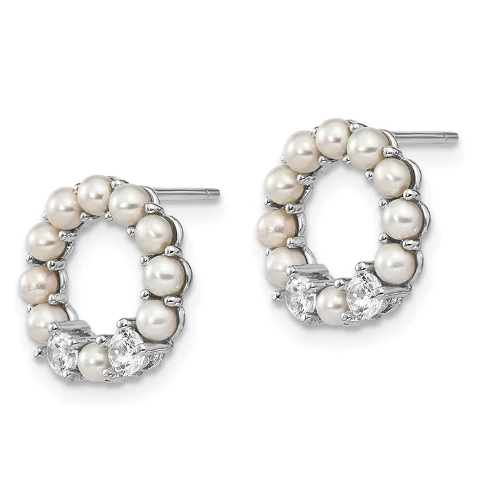 WB Choice Jewelry Earrings Sterling Silver Rhodiumplated 225mm Button FWC Pearl CZ EarringsWBCQE15466 WB Choice Jewelry Earrings Sterling Silver Rhodiumplated 225mm Button FWC Pearl CZ EarringsWBCQE15466