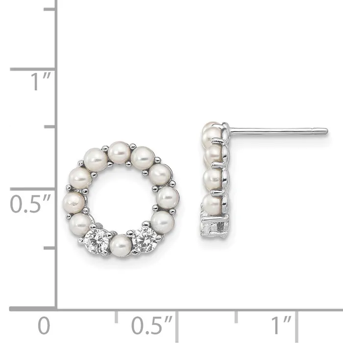 WB Choice Jewelry Earrings Sterling Silver Rhodiumplated 225mm Button FWC Pearl CZ EarringsWBCQE15466 WB Choice Jewelry Earrings Sterling Silver Rhodiumplated 225mm Button FWC Pearl CZ EarringsWBCQE15466
