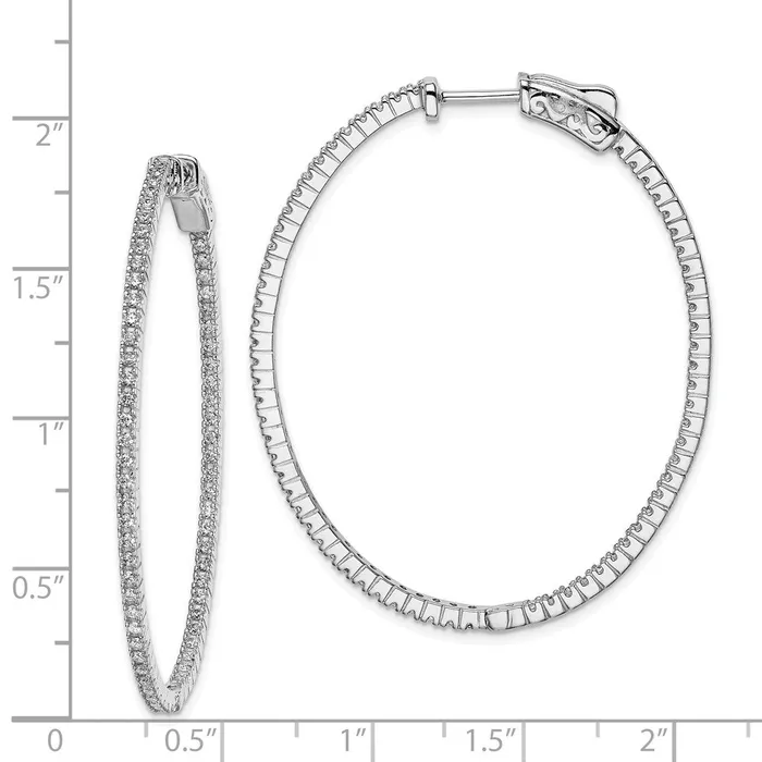 WB Choice Jewelry Earrings Sterling Silver Rhodiumplated CZ In and Out Oval Hoop EarringsWBCQE11067 WB Choice Jewelry Earrings Sterling Silver Rhodiumplated CZ In and Out Oval Hoop EarringsWBCQE11067