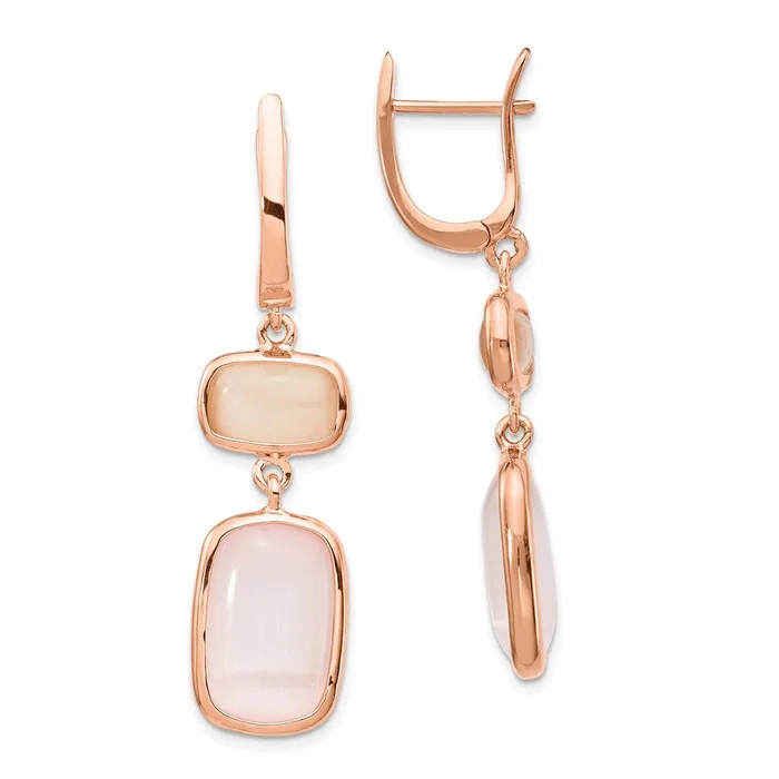 WB Choice Jewelry Earrings Sterling Silver Rosetone Created Pink Cats Eye Leverback EarringsWBCQE14419 WB Choice Jewelry Earrings Sterling Silver Rosetone Created Pink Cats Eye Leverback EarringsWBCQE14419
