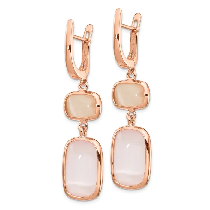 WB Choice Jewelry Earrings Sterling Silver Rosetone Created Pink Cats Eye Leverback EarringsWBCQE14419 WB Choice Jewelry Earrings Sterling Silver Rosetone Created Pink Cats Eye Leverback EarringsWBCQE14419