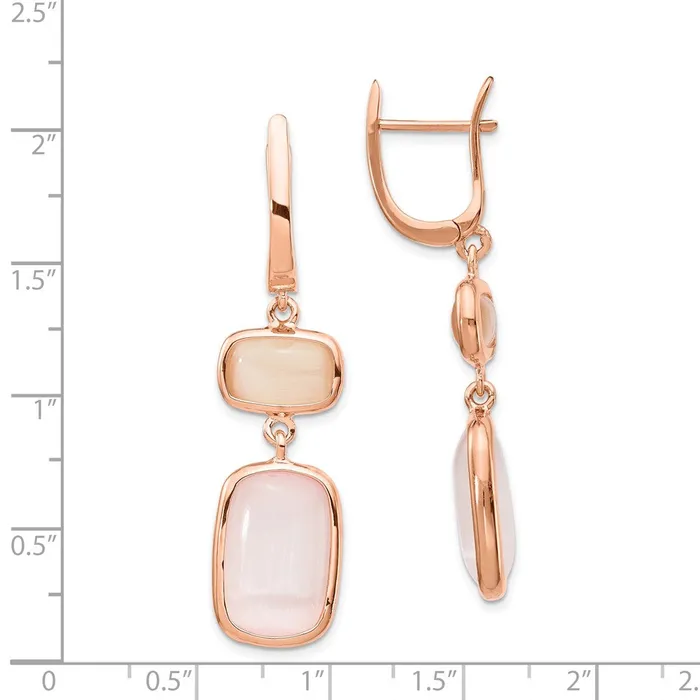 WB Choice Jewelry Earrings Sterling Silver Rosetone Created Pink Cats Eye Leverback EarringsWBCQE14419 WB Choice Jewelry Earrings Sterling Silver Rosetone Created Pink Cats Eye Leverback EarringsWBCQE14419