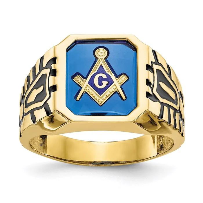 WB Choice Jewelry Rings 10k Blue Acrylic Mens Masonic RingWBC10X27