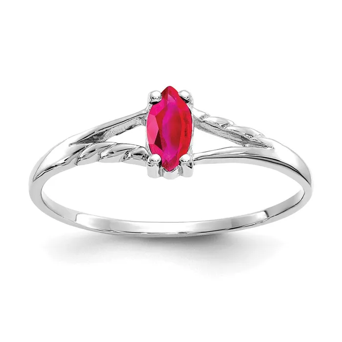 WB Choice Jewelry Rings 10k White Gold Polished Geniune Ruby Birthstone RingWBC10XBR196 WB Choice Jewelry Rings 10k White Gold Polished Geniune Ruby Birthstone RingWBC10XBR196