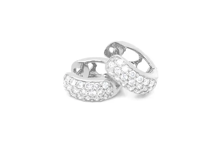 Albert Hern Earrings 18kt Gold Huggies with Diamonds Earrings