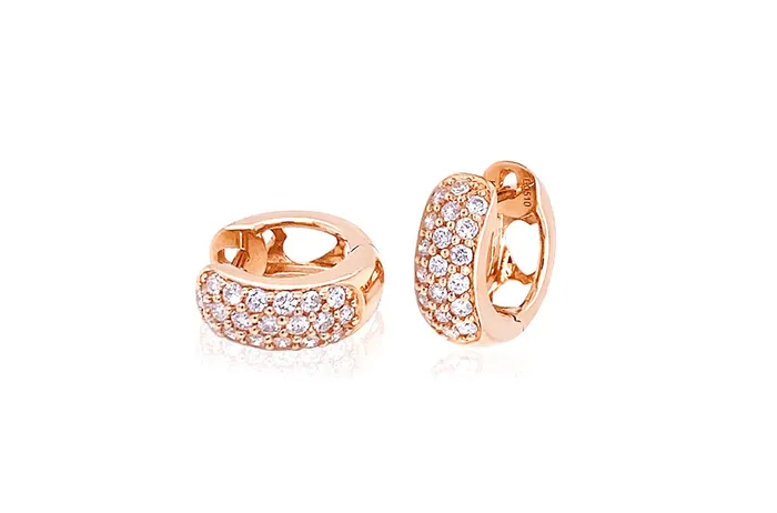 Albert Hern Earrings 18kt Gold Huggies with Diamonds Earrings