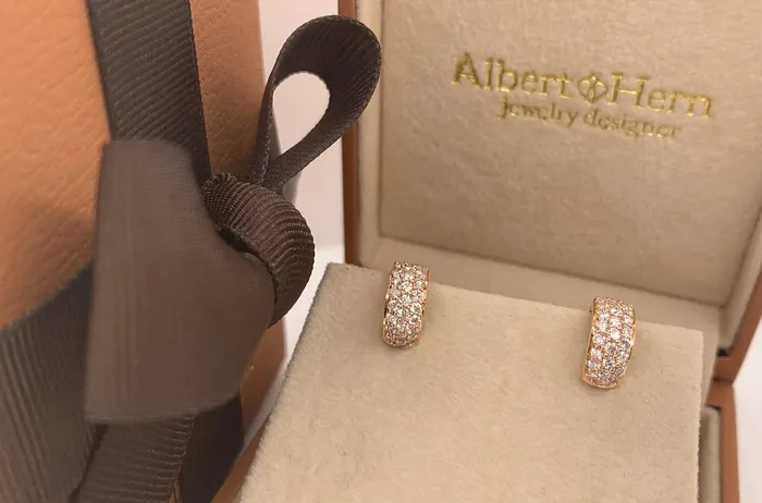 Albert Hern Earrings 18kt Gold Huggies with Diamonds Earrings