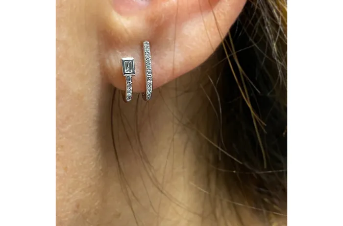 Albert Hern Earrings Earrings Double Semi Huggies 14kt Gold Diamonds