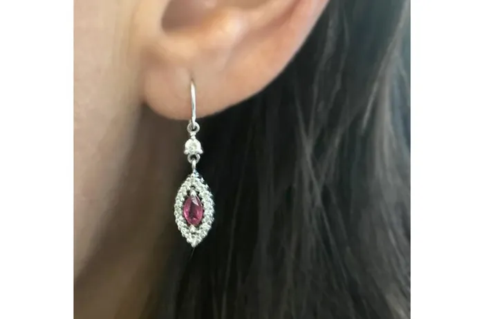 Albert Hern Earrings Earrings Ruby Tear Diamonds