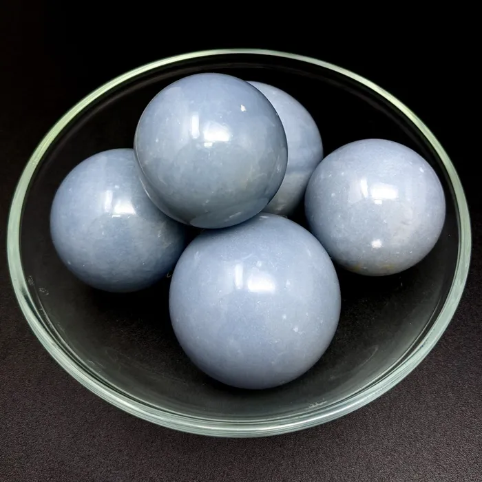 Bliss Crystals Angelite Sphere w Ring Stand choose size SK8711 Rings