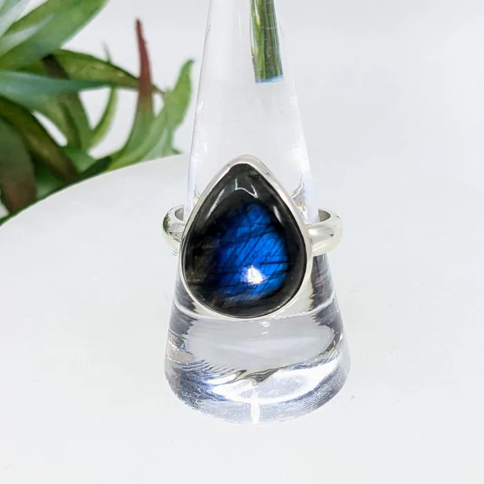 Bliss Crystals Labradorite Sz 975 Teardrop SS Ring LV6501 Rings