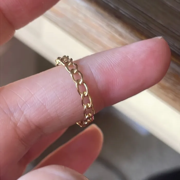 Chain Link Band 14k Gold Vintage Vintage Paris Jewelry Rings