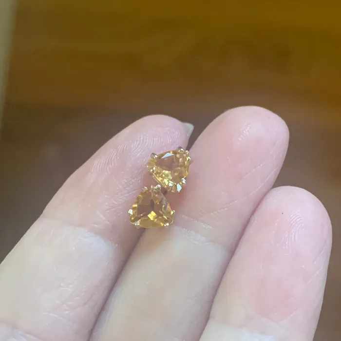 Citrine Earrings Triangle cut 10k Gold Vintage Love Vintage Paris Earrings