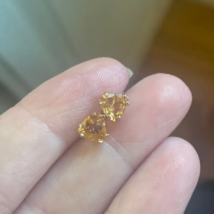 Citrine Earrings Triangle cut 10k Gold Vintage Love Vintage Paris Earrings