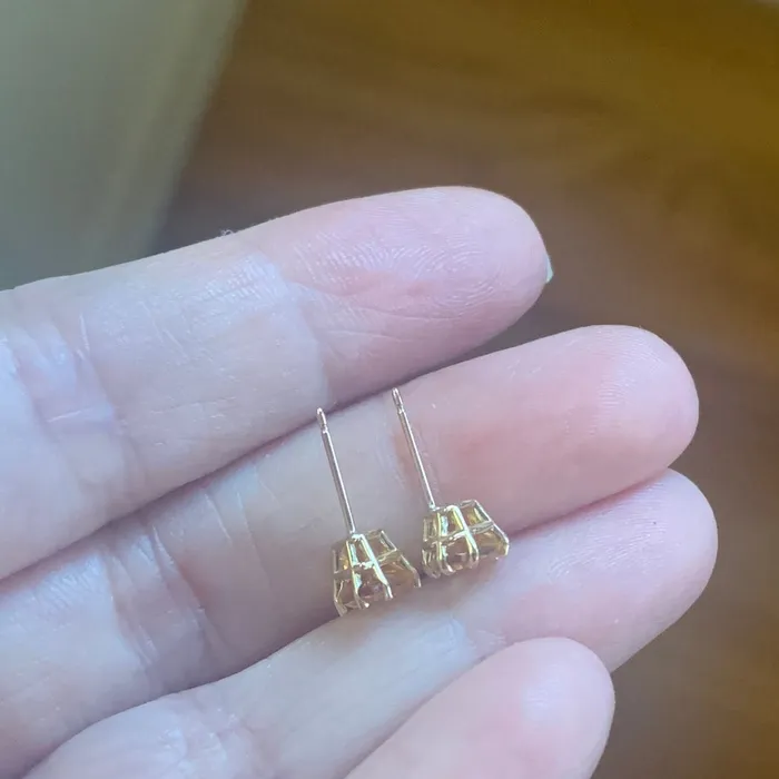 Citrine Earrings Triangle cut 10k Gold Vintage Love Vintage Paris Earrings