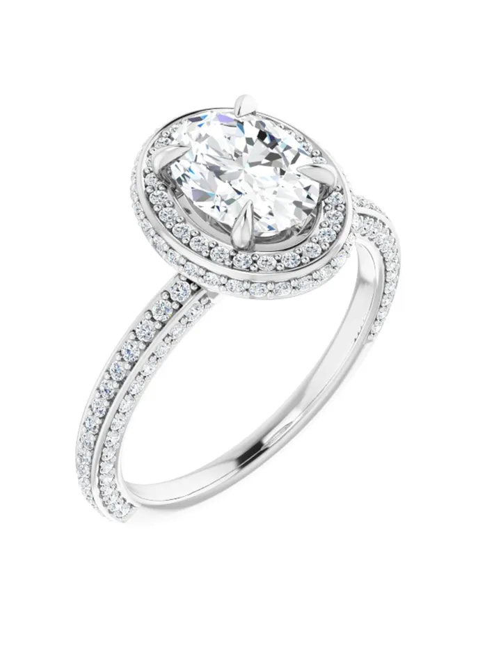 Diamond Halo Engagement Ring with Side Accents 34 ct tw acredo USA Rings Diamond Halo Engagement Ring with Side Accents 34 ct tw acredo USA Rings