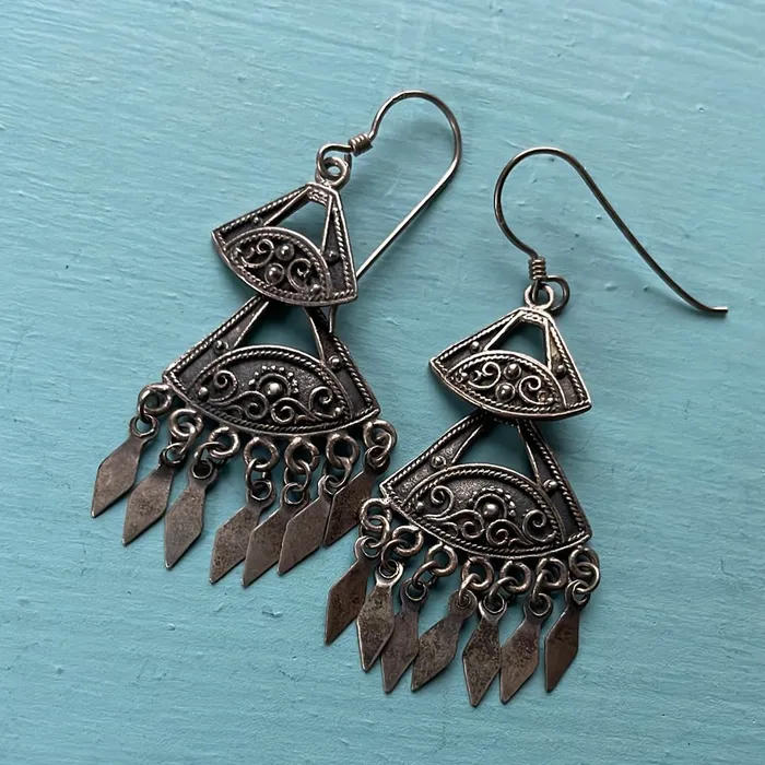 Earrings Dangle Drop Earrings Sterling Silver Vintage Vintage Paris Jewelry