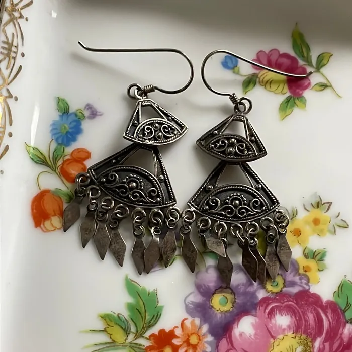 Earrings Dangle Drop Earrings Sterling Silver Vintage Vintage Paris Jewelry Earrings Dangle Drop Earrings Sterling Silver Vintage Vintage Paris Jewelry