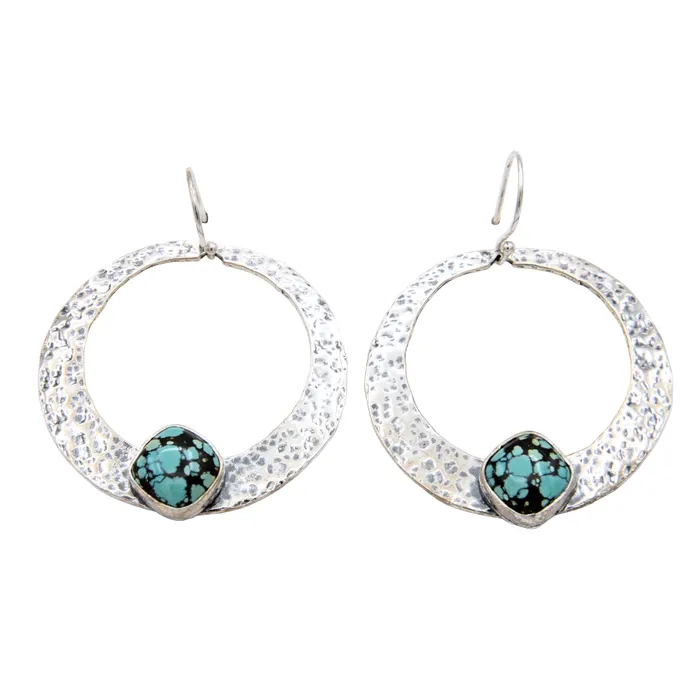 Earrings Pam Springall Chinese Turquoise Hoop Earrings