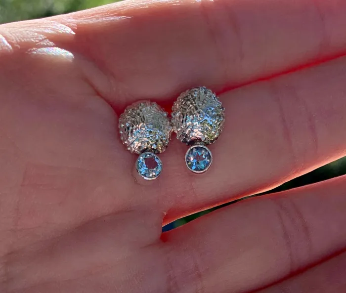 Earrings Shannon Russell Jewelry Sea Urchin Aquamarine Stud Earrings