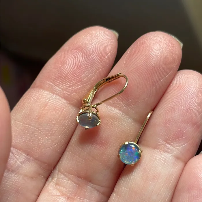 Earrings Vintage Paris Jewelry Blue Opal Leverback Earrings 14k Gold Vintage Earrings Vintage Paris Jewelry Blue Opal Leverback Earrings 14k Gold Vintage