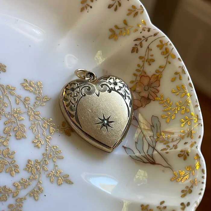 Earrings Vintage Paris Jewelry Heart Locket Star Design Gold Filled Vintage
