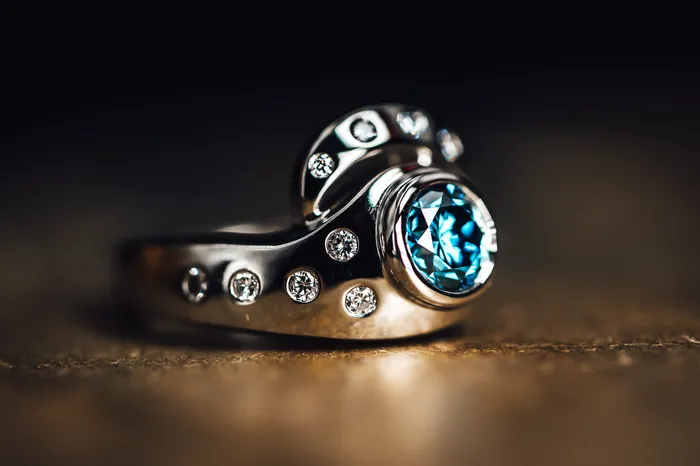 GBC Rings 14k White Gold Lab Grown Blue Diamond Ring