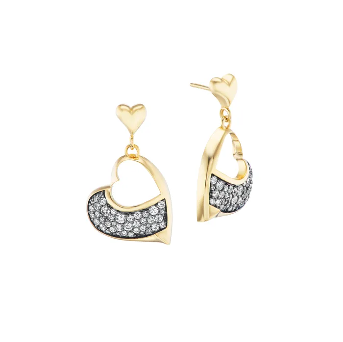 Heart Earrings Diamonds Nighthorse Earrings