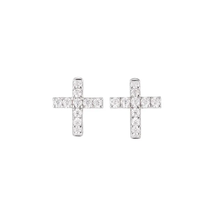icezeusshop S925 Moissanite Cross Huggie Earrings Earrings