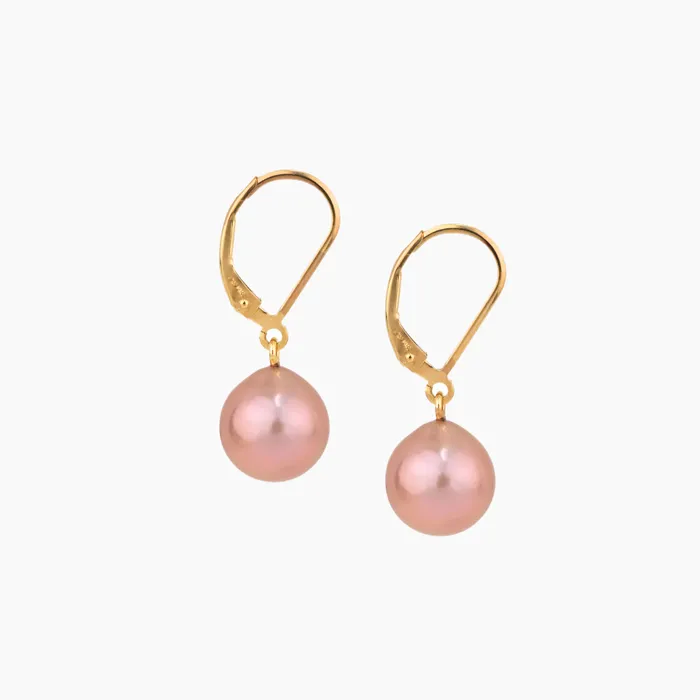 Pink Pearl Leverback Earrings MishaHawaii Earrings