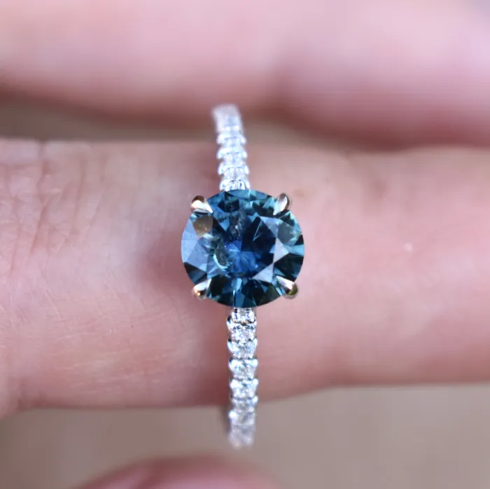 Rings AlbrechtJewellery Montana Sapphire Solitaire Ring with Diamonds 14K GoldMontana Sapphire Engagement Ring