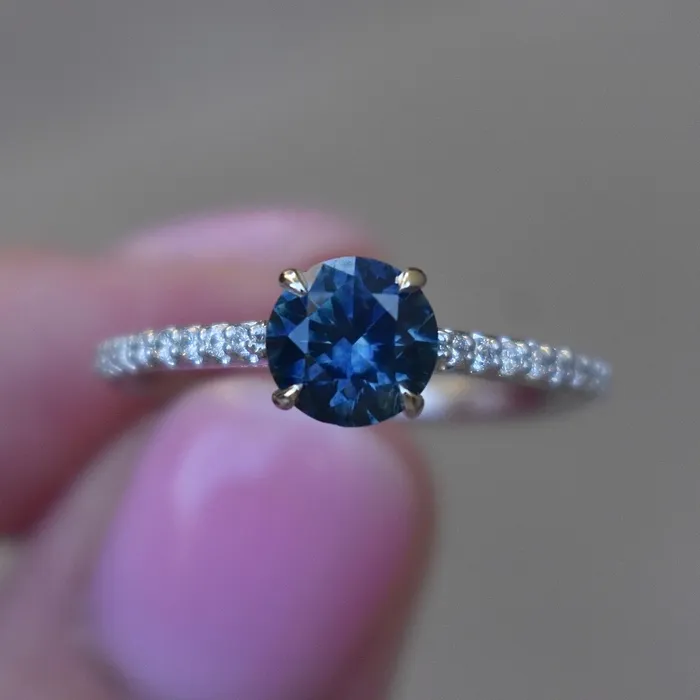 Rings AlbrechtJewellery Montana Sapphire Solitaire Ring with Diamonds 14K GoldMontana Sapphire Engagement Ring