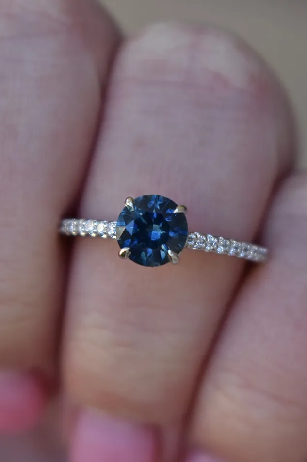 Rings AlbrechtJewellery Montana Sapphire Solitaire Ring with Diamonds 14K GoldMontana Sapphire Engagement Ring