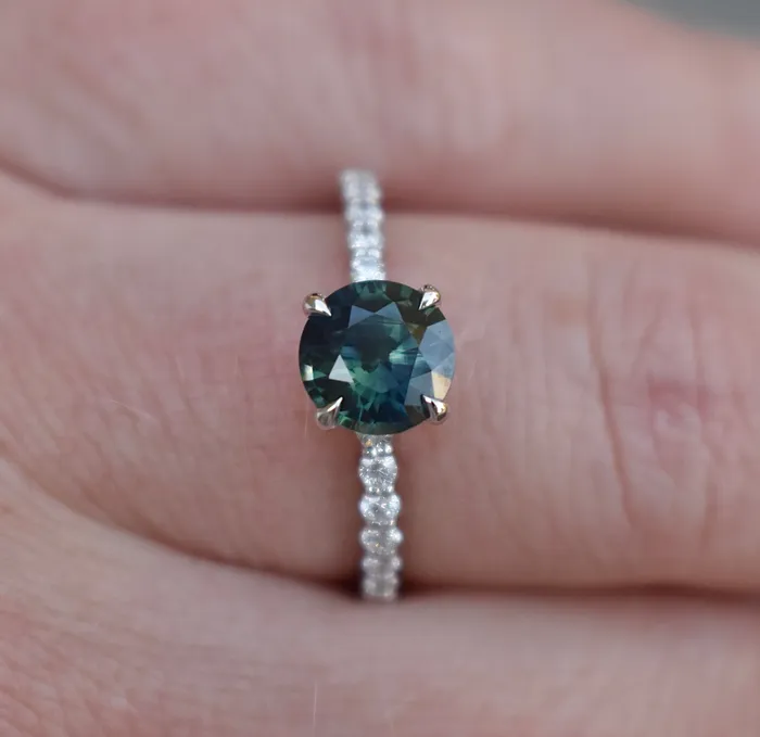 Rings AlbrechtJewellery Montana Sapphire Solitaire Ring with Diamonds 14K GoldMontana Sapphire Engagement Ring