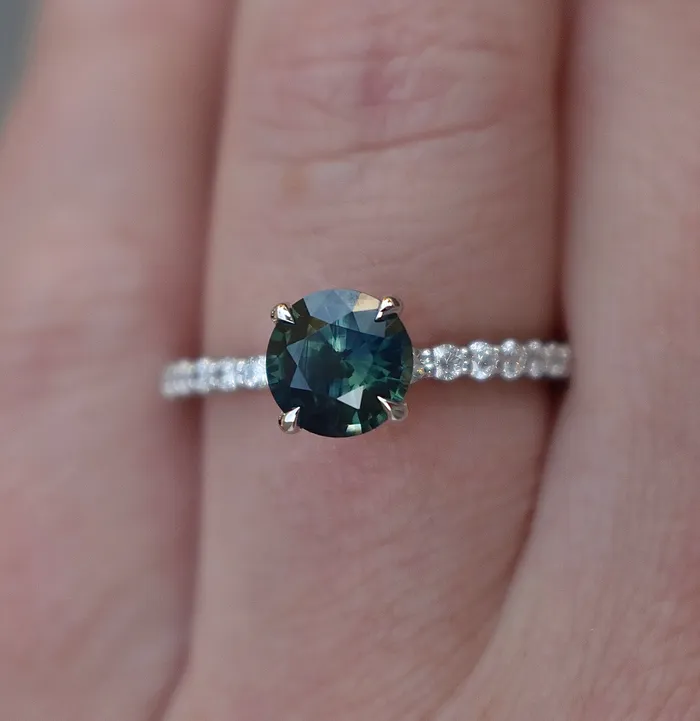 Rings AlbrechtJewellery Montana Sapphire Solitaire Ring with Diamonds 14K GoldMontana Sapphire Engagement Ring