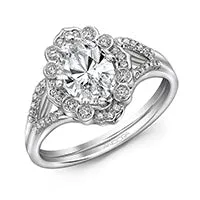 Rings Ancora 14k White Gold Moissanite and Diamond Ring