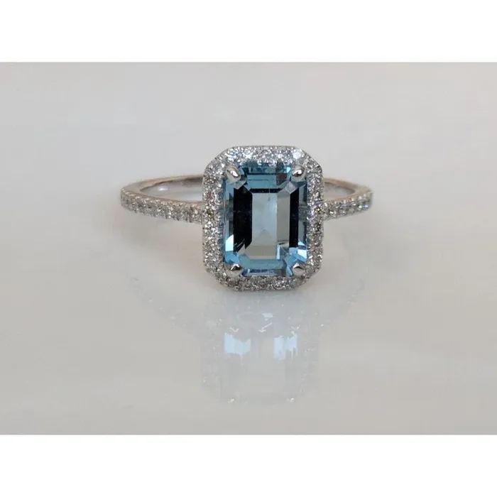 Rings ebay Aquamarine and Diamond Halo Ring 14K Gold Emerald CutExtraordinary Rings ebay Aquamarine and Diamond Halo Ring 14K Gold Emerald CutExtraordinary