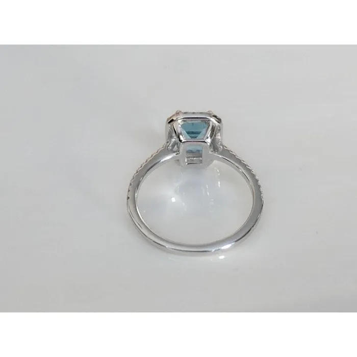 Rings ebay Aquamarine and Diamond Halo Ring 14K Gold Emerald CutExtraordinary