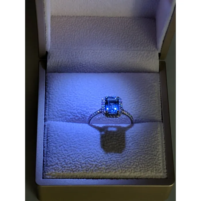 Rings ebay Aquamarine and Diamond Halo Ring 14K Gold Emerald CutExtraordinary