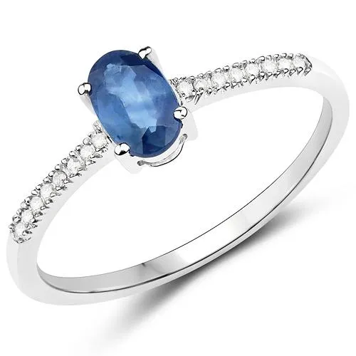 Rings Quintessence Sapphire and Diamond Ring in 14K White GoldElegant Minimalist
